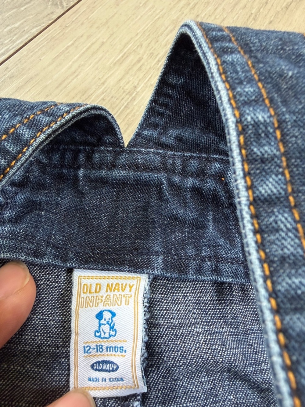 Old Navy Infant Dark Blue Denim Overalls - Picture 2 of 4